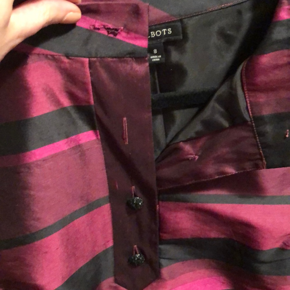 Talbots Maroon/Black Striped Shell - image 3